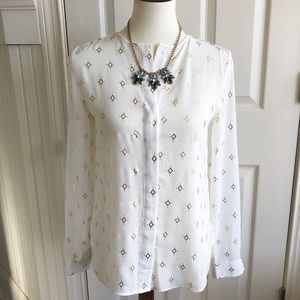 H&M White and gold Blouse